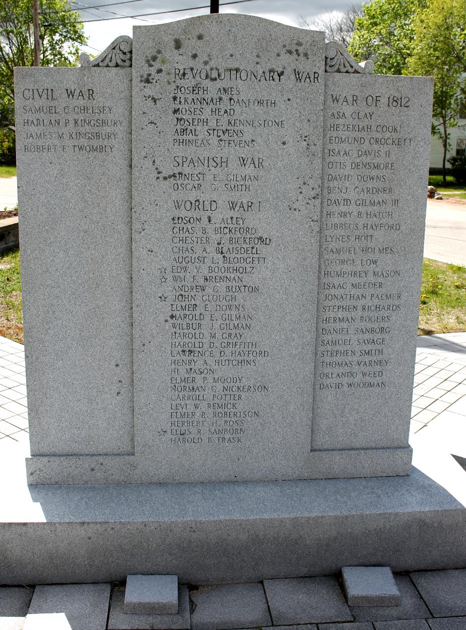 Tamworth New Hampshire Revolutionary War Veterans Memorial
