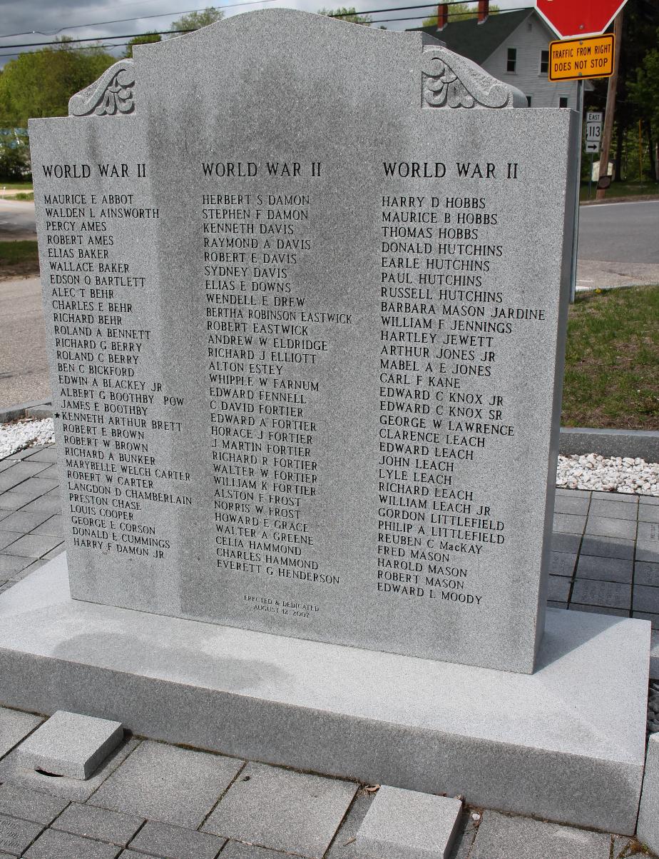 Tamworth New Hampshire World War II Veterans Memorial