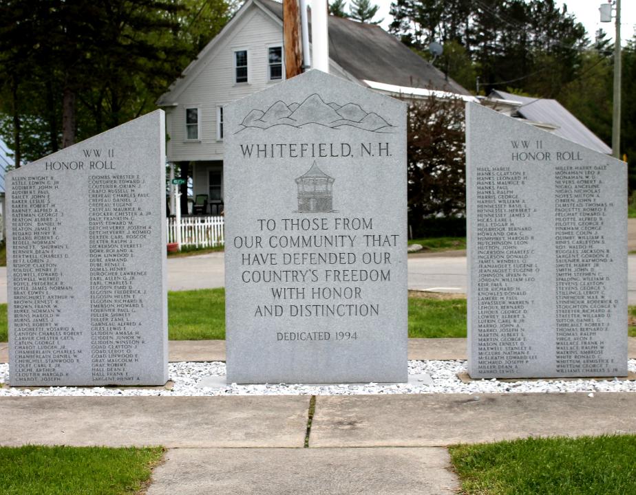 Whitefield New Hampshire Veterans Memorials