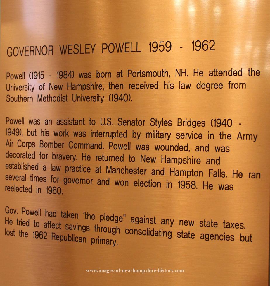 Wesley Powell New Hampshire State House Portrait Plate