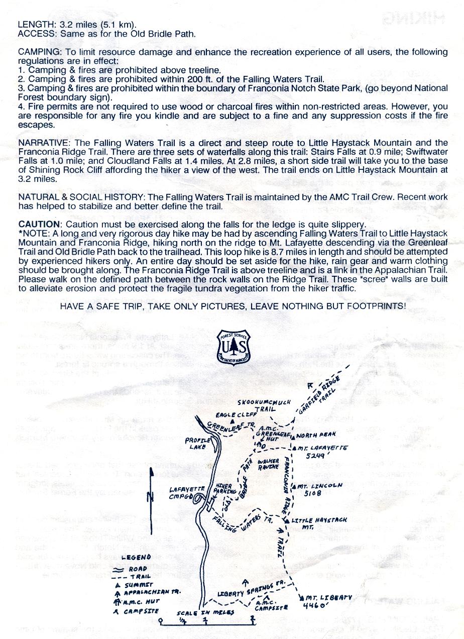 Mt Layafette Falling Waters Trail Map