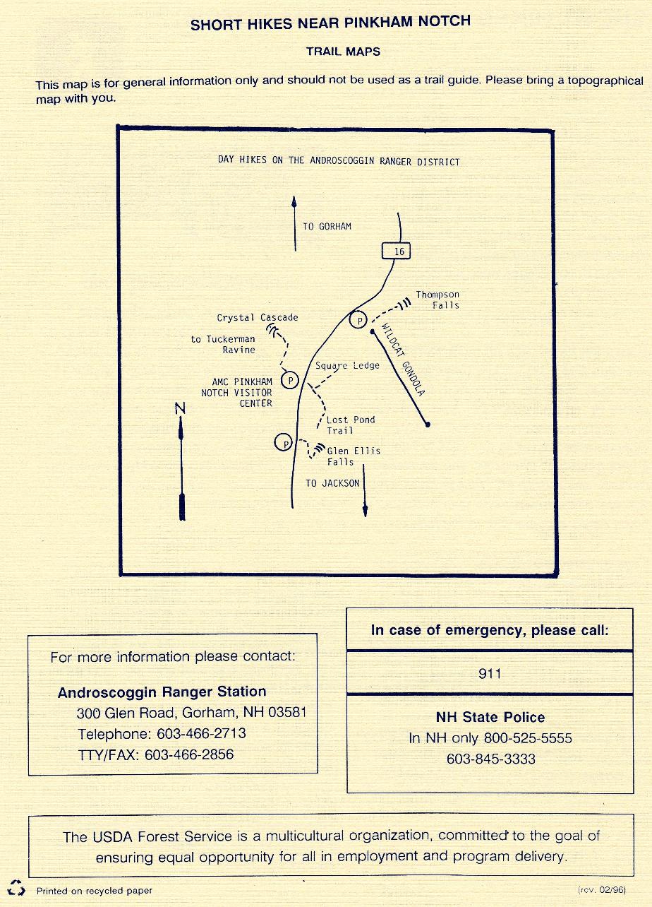 Pinklham Notch Hiking Map