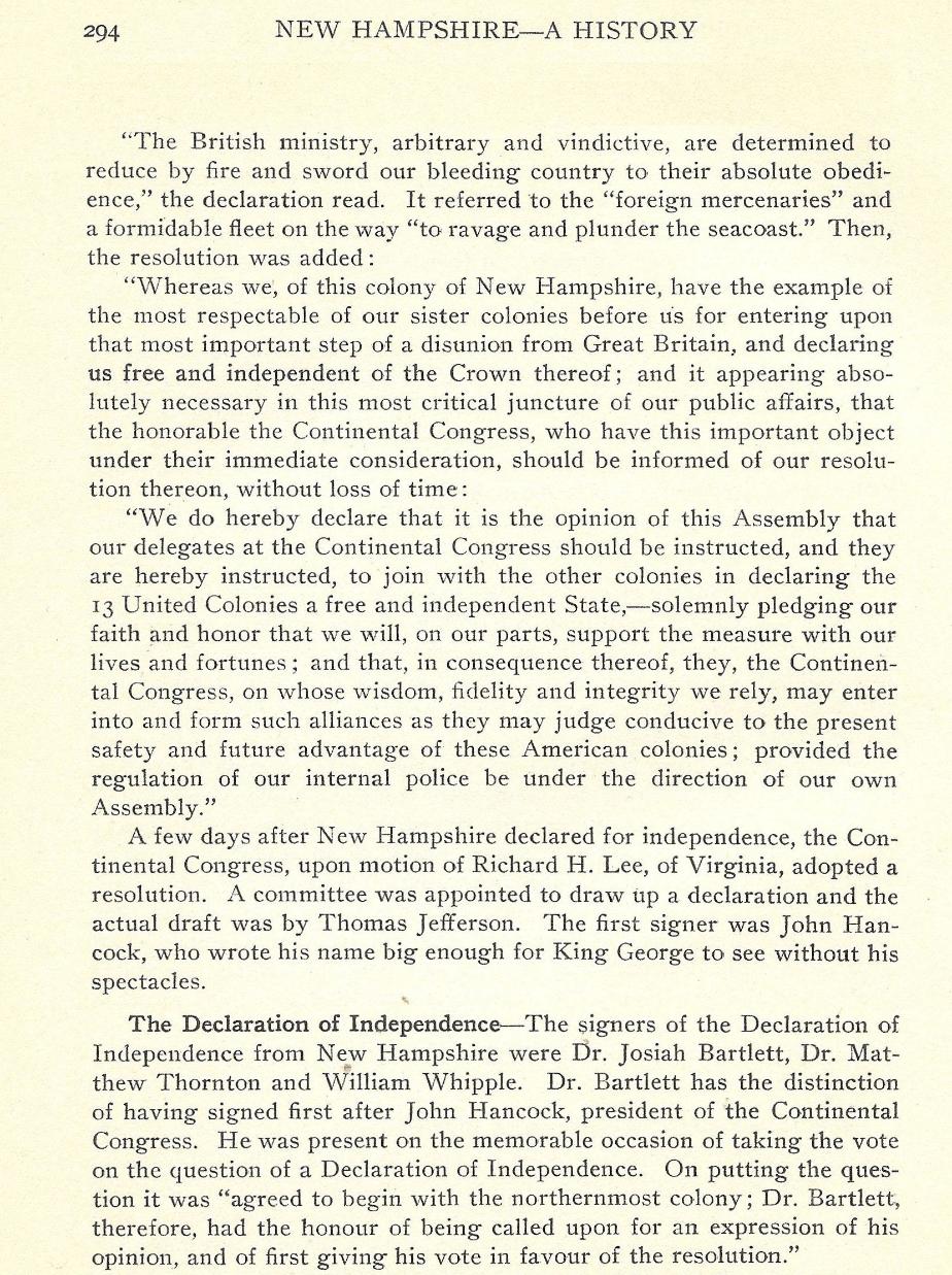 New Hampshire Declaration of Independence